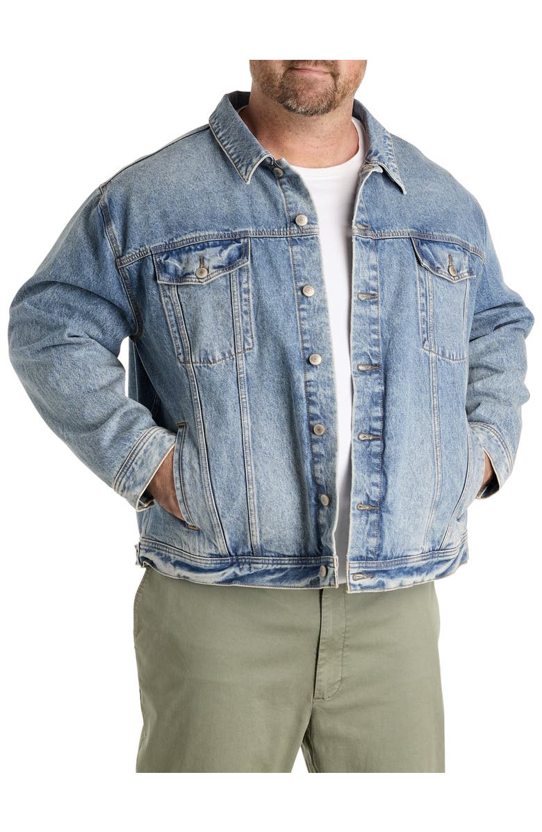 True Nation by DXL Big & Tall Classic Denim Jacket, Main, color, Dirty Wash