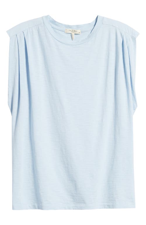 Rag & Bone Shoulder Pleat Organic Cotton Muscle Tee In Light Blue
