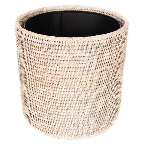 Artifacts Rattan Round Waste Basket with Metal Liner