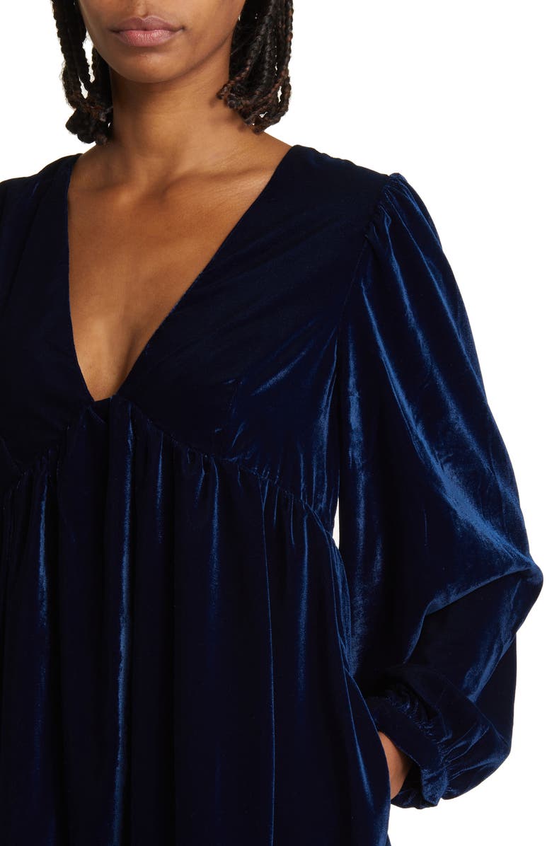 Free People Estella Long Sleeve Velvet Minidress, Alternate, color, 
