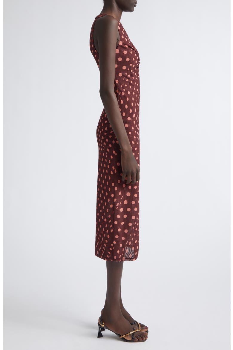 V-Neck Sleeveless Polka Dot Mesh Midi Dress, Alternate, color, BURGUNDY/ PINK