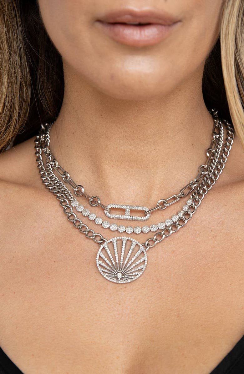 Sheryl Lowe Diamond H Link On Soho Chain, Alternate, color, Sterling Silver