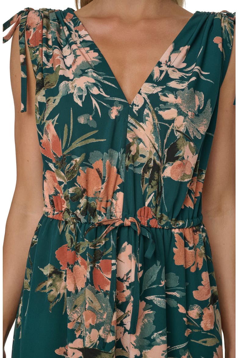 Floral Print Tie Strap Maxi Dress, Alternate, color, MALACHITE MULTI