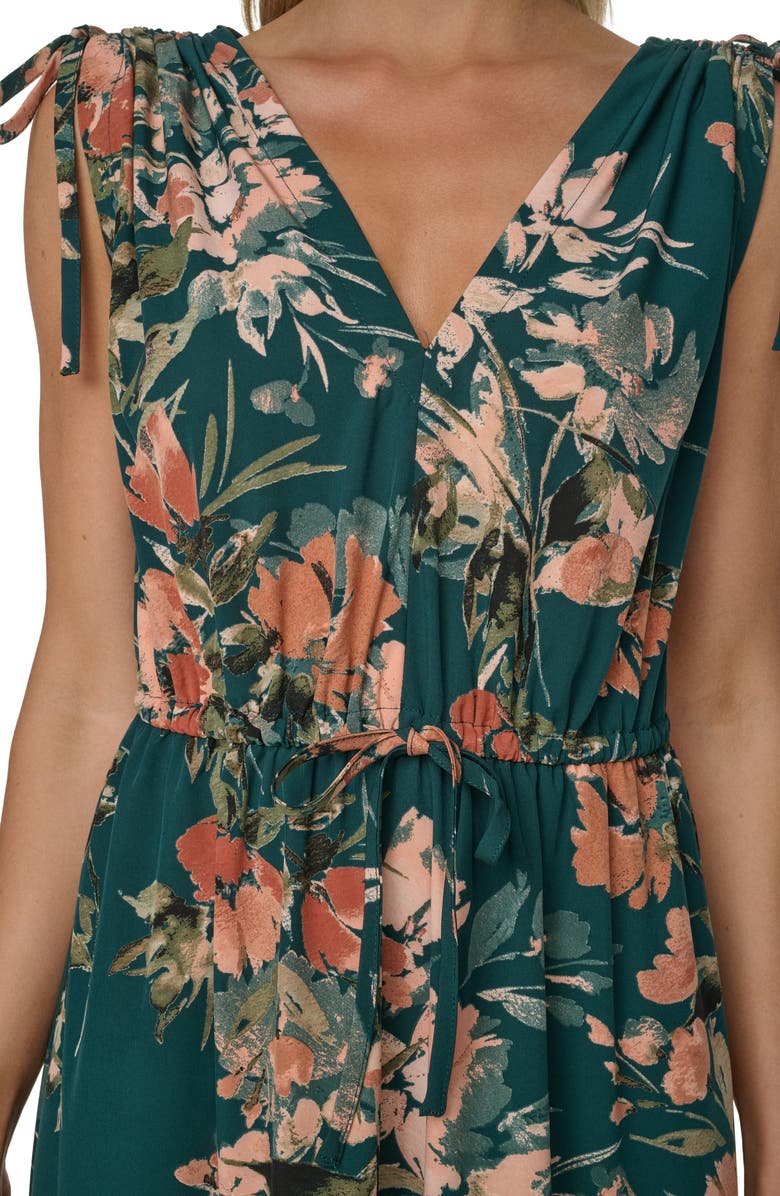 Calvin Klein Floral Print Tie Strap Maxi Dress, Alternate, color, Malachite Multi
