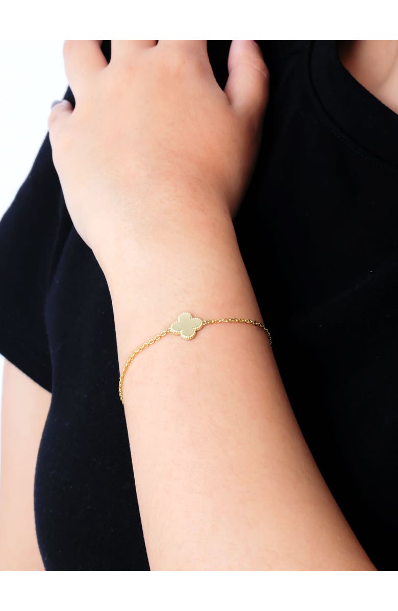 DEVATA Clover Charm Chain Bracelet in 14K Gold, Alternate, color, Yellow Gold