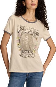 Lucky Brand Floral Janis Joplin Graphic Ringer T-Shirt