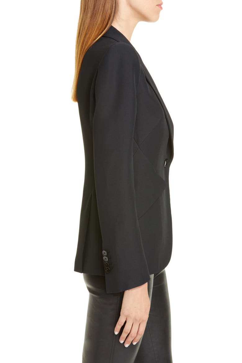 Alexander McQueen Leaf Crepe Jacket, Alternate, color, BLACK