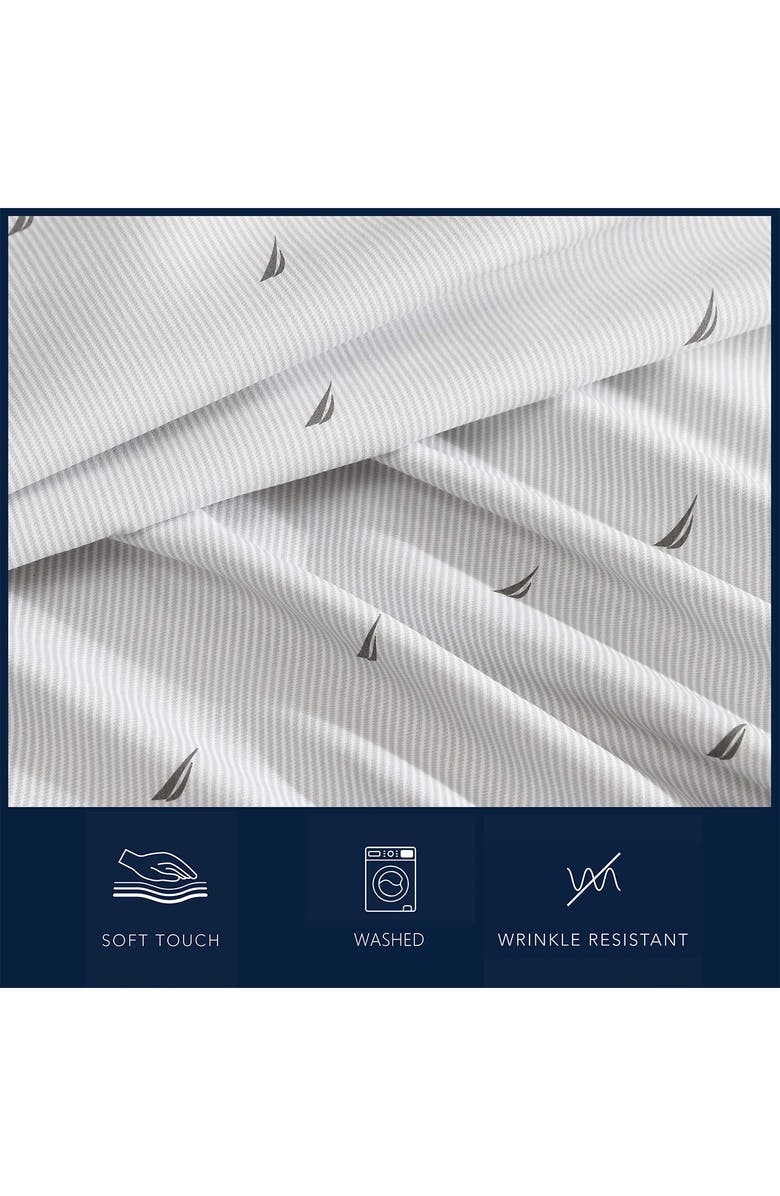 Nautica J-Class Boat Stripe Sheet Set, Alternate, color, Light Grey