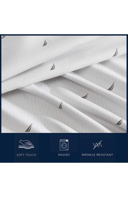 Nautica J-class Boat Stripe Sheet Set In Light Grey