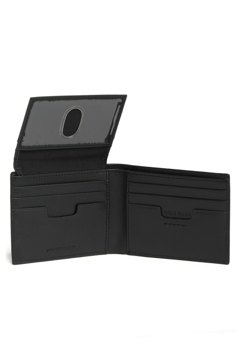 Brogue Leather Passcase Wallet, Alternate, color, BLACK