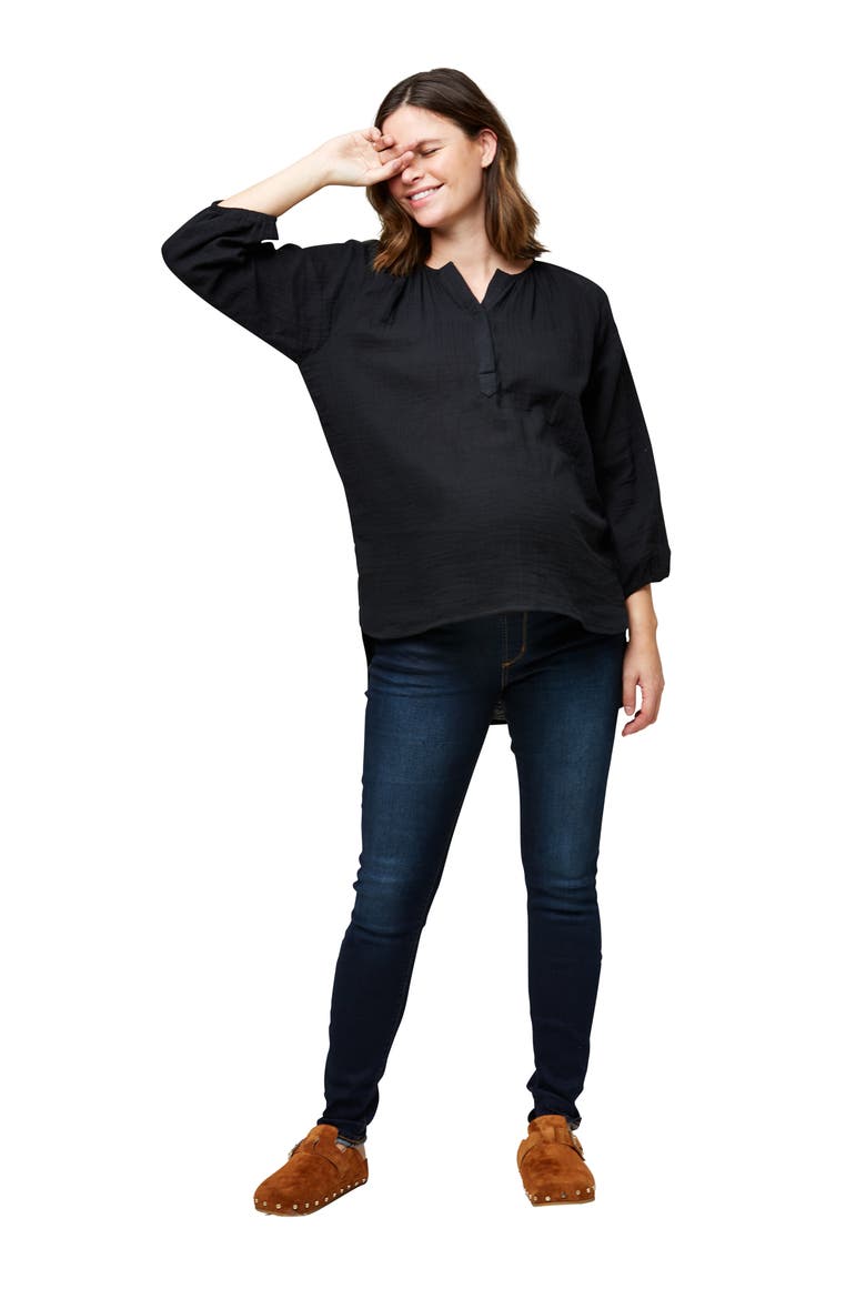 Ava Cotton Maternity Tunic Top, Alternate, color, BLACK