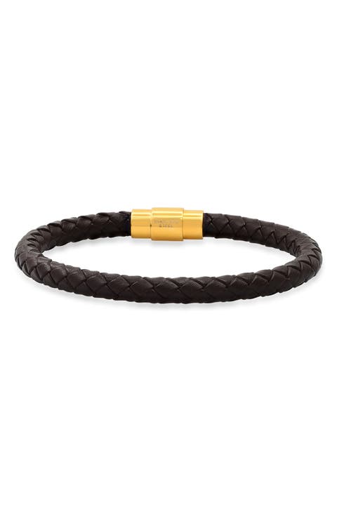 Brown Braided Leather Bracelet