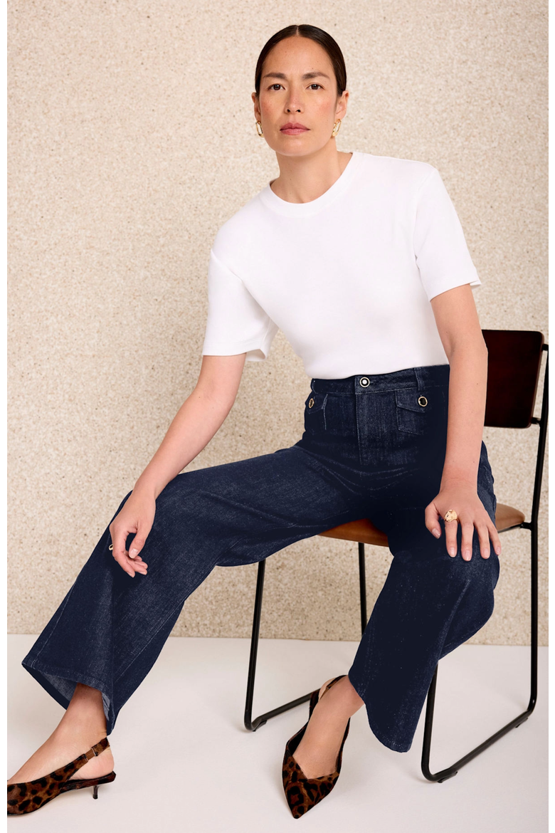 Dark Indigo Patch Pocket Wide Leg Crop Jeans, Alternate, color, Navy