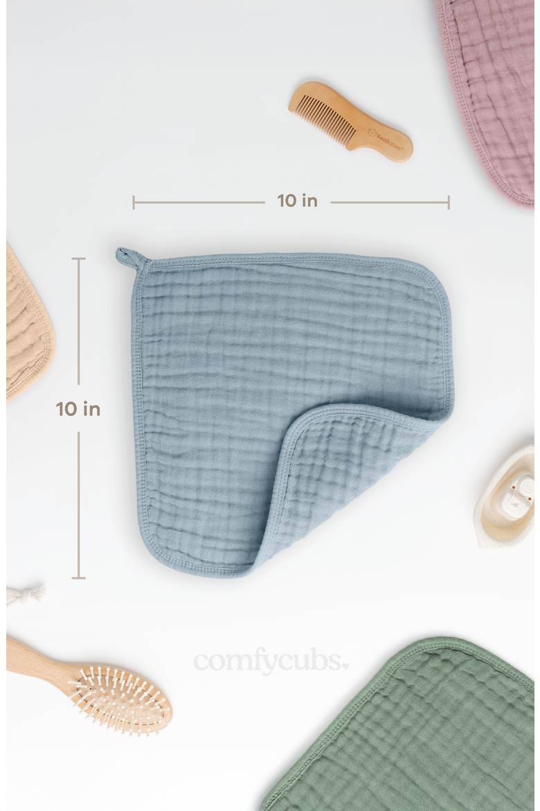 Muslin Washcloths - Pack of 10, Alternate, color, Pacific Blue