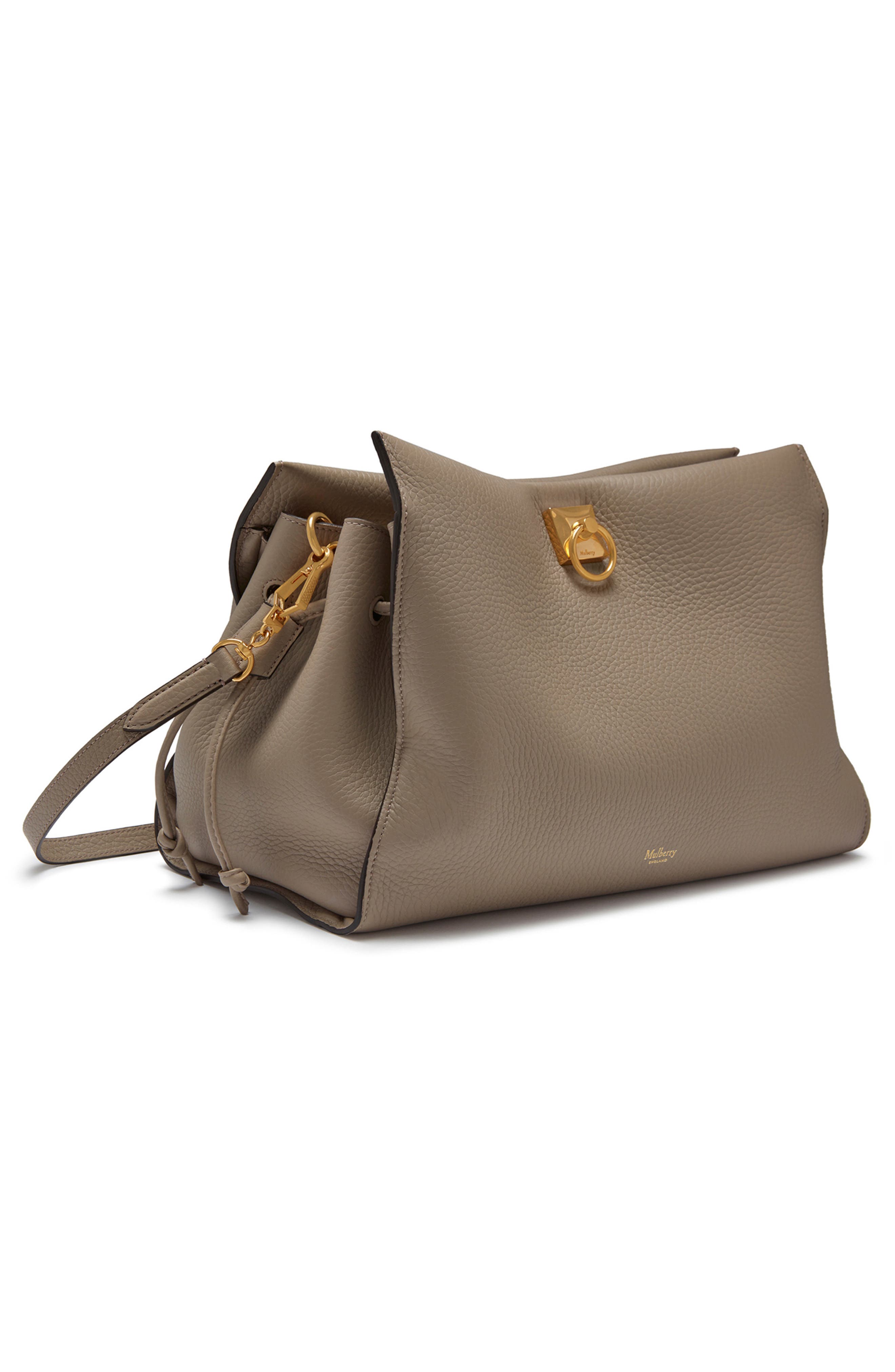 Iris Leather Top Handle Bag, Alternate, color, SOLID GREY - DARK CLAY