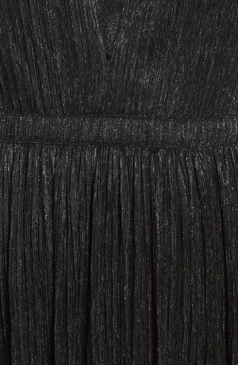 Tahari Metallic Pleated Midi Dress, Alternate, color,