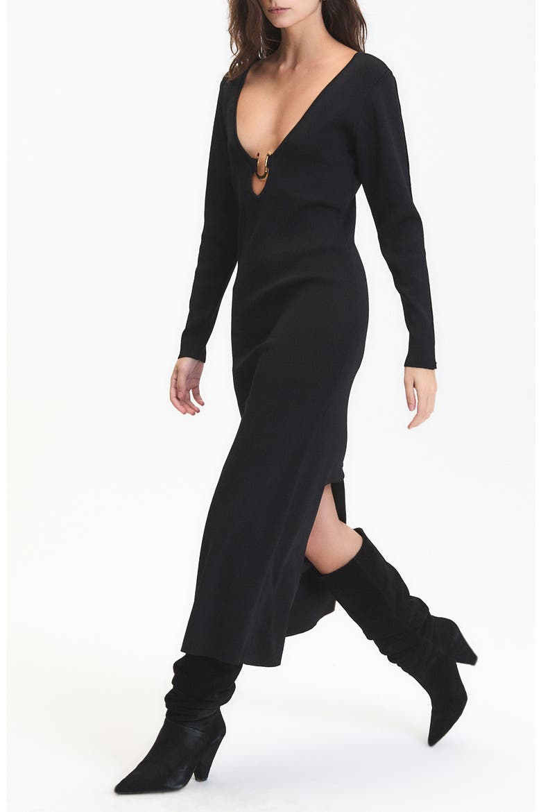 Maurice Long Sleeve Knit Midi Dress, Alternate, color, BLACK