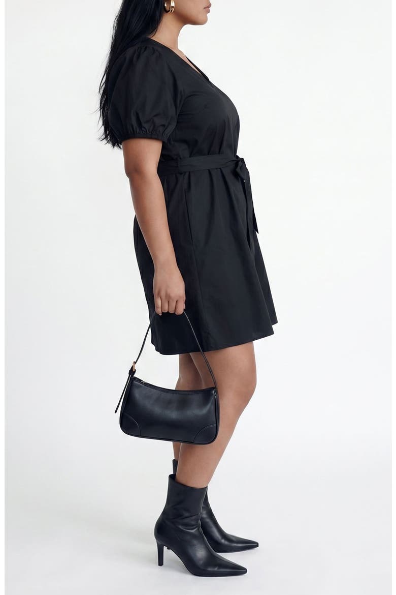 Tie Waist Dress, Alternate, color, BLACK