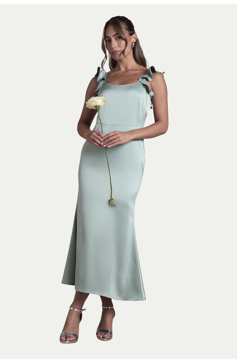 Oasis Satin Bridesmaid Midi Dress, Main, color, Sage