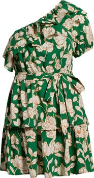 SUGARLIPS Lucena Floral Print One-Shoulder Minidress