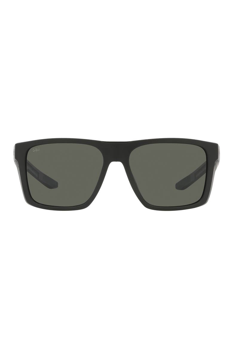 57mm Polarized Square Sunglasses, Main, color, MATTE BLACK/ GRAY