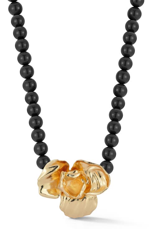 Orchid Pendant Beaded Necklace