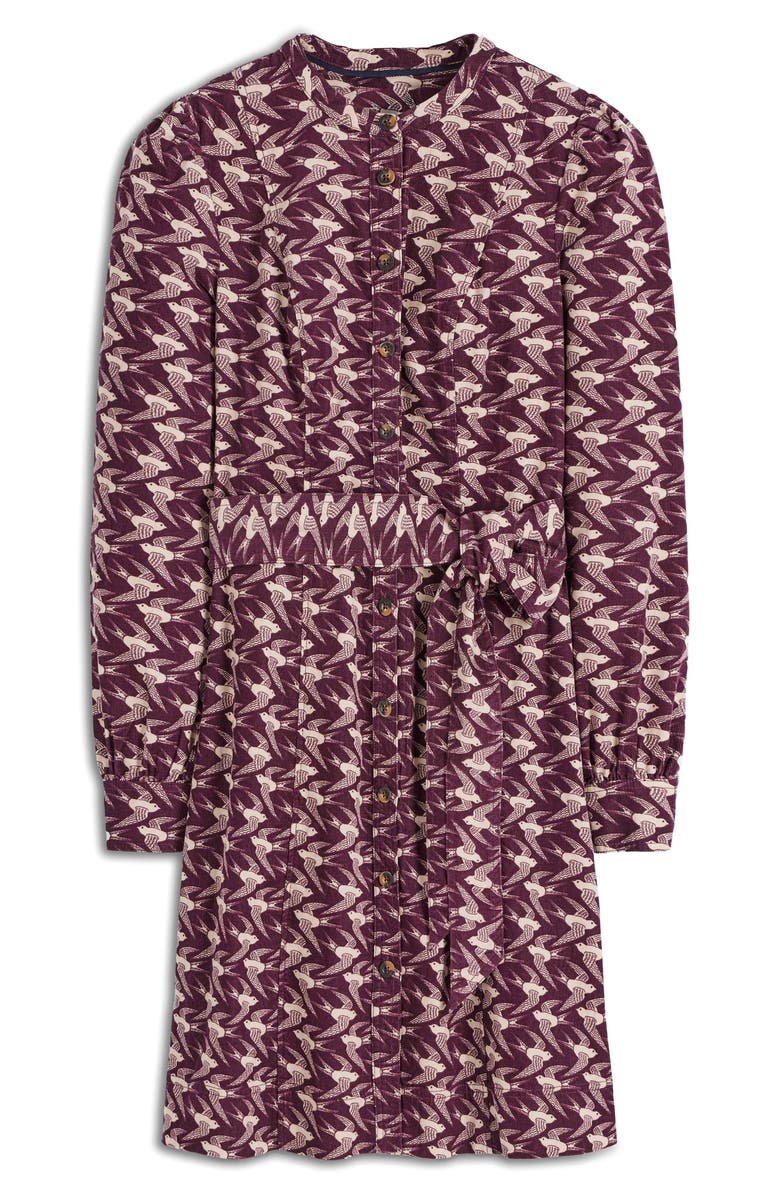 Boden Bre Corduroy Short Dress, Alternate, color, Dark Cherry Swooping Swallow