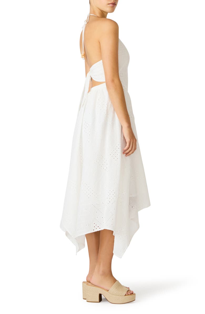 Steve Madden Dalina Eyelet Embroidery Halter Dress, Alternate, color, Birch White