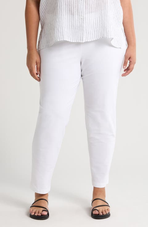 Stretch Crepe Slim Ankle Pants (Plus Size)