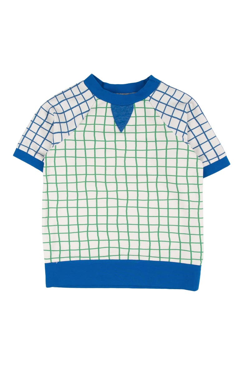 Iggy Grid Print Short Sleeve Sweatshirt, Main, color, CREME