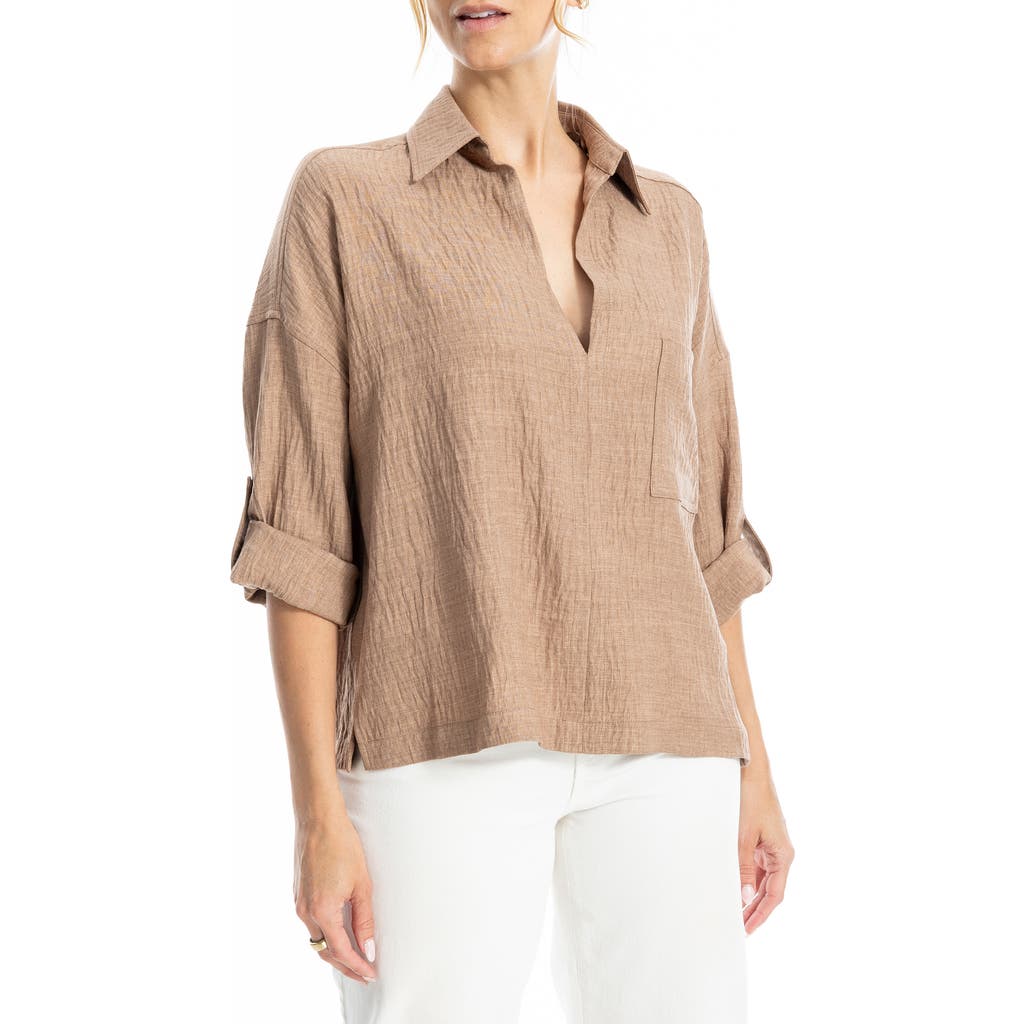 Max Studio Tab Sleeve Shirt In Neutral