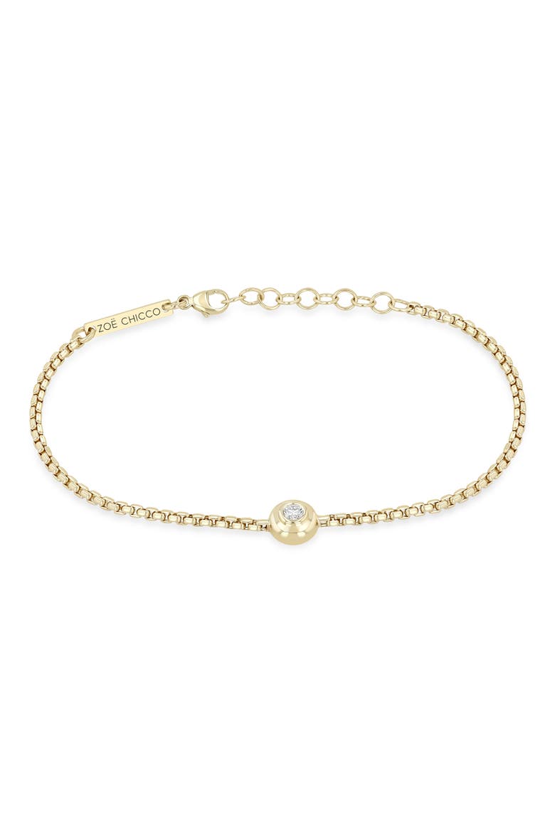 Bezel Diamond 14k Gold Diamond Box Bracelet, Main, color, 14K YELLOW GOLD