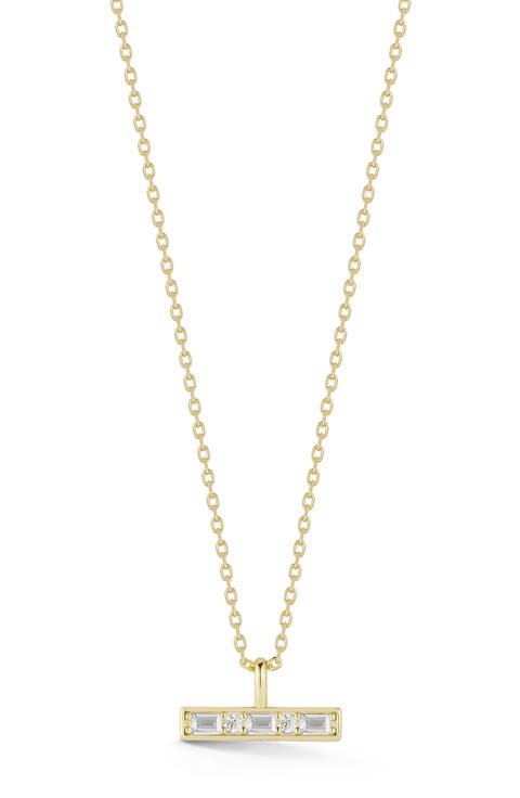 Cubic Zirconia Bar Pendant Necklace