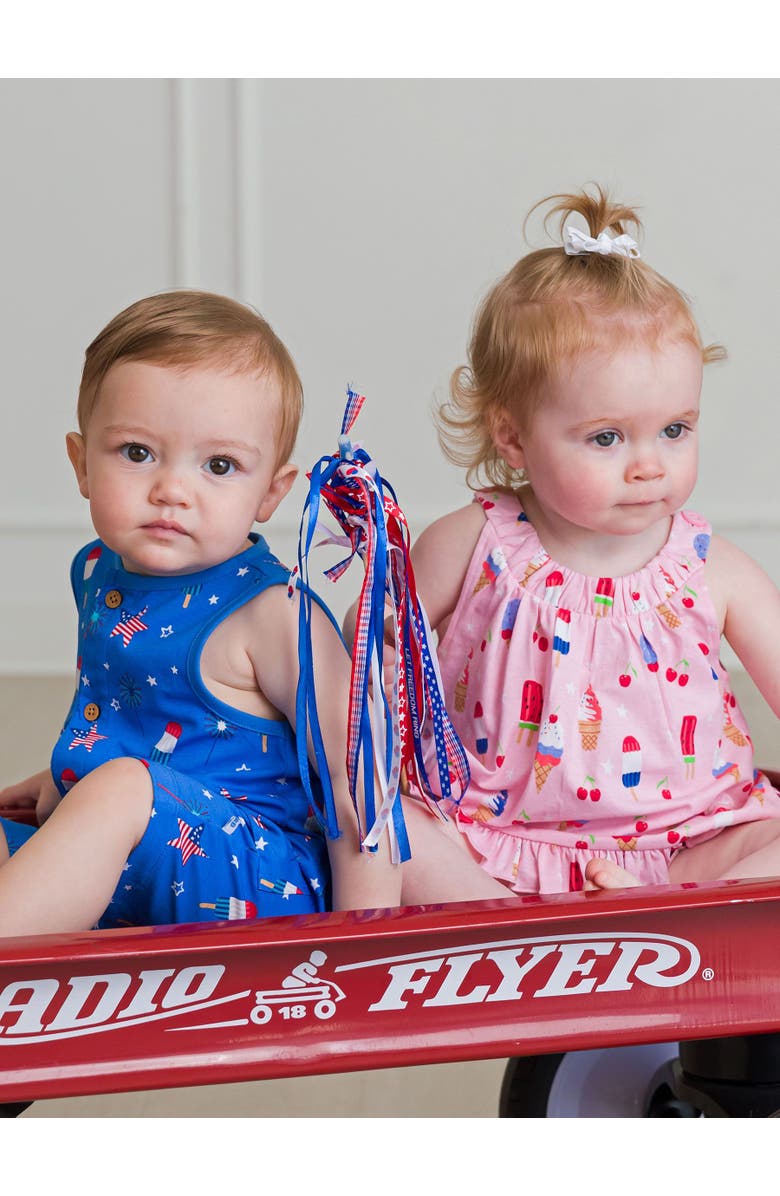 RuggedButts Baby Boys Pocket Knit Romper, Alternate, color, Freedom Fireworks