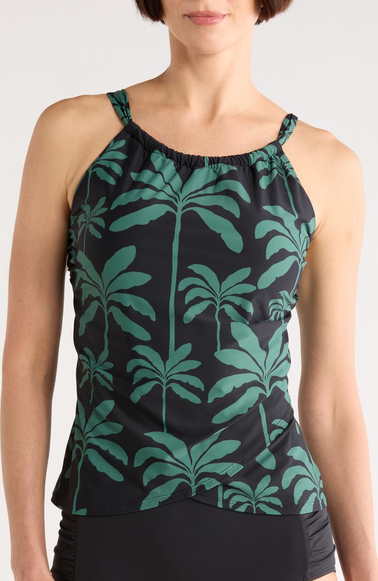 JANTZEN Audrey Drape Tankini Top, Main, color, Black