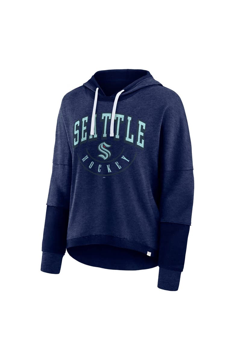 FANATICS Women's Fanatics Branded Heather Deep Sea Blue Seattle Kraken Lux Lounge Helmet Arch Pullover Hoodie, Alternate, color, 