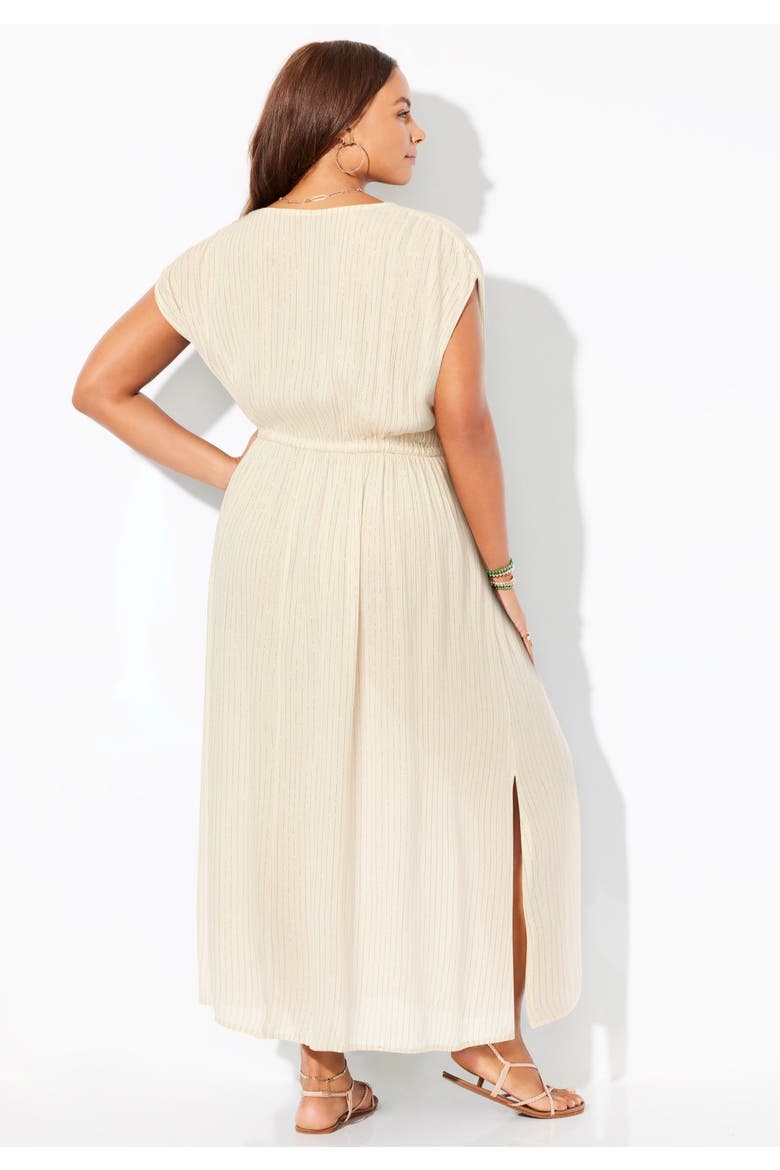 Surplice Maxi Cover Up Dress, Alternate, color, Natural Gold