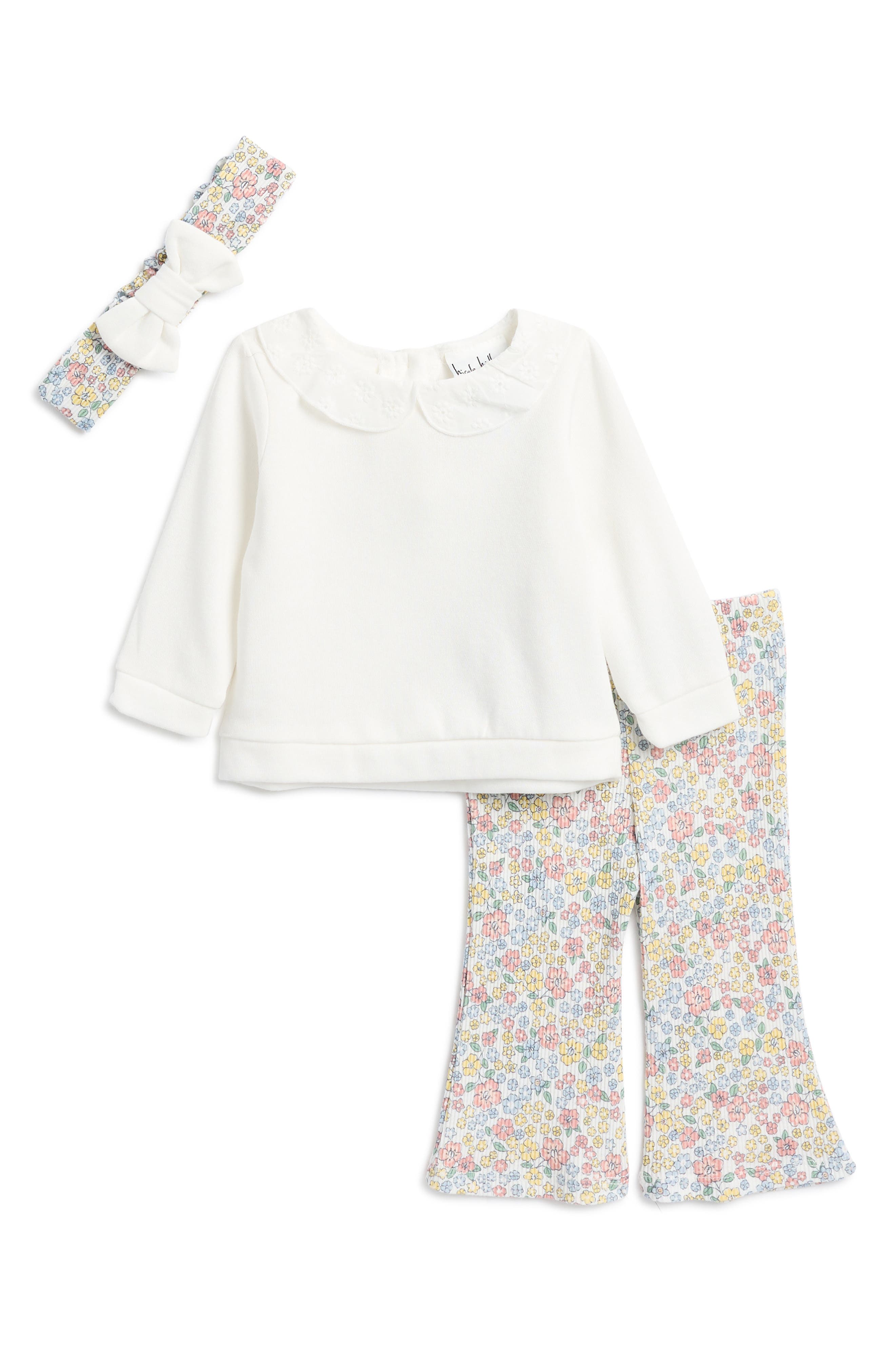 Nicole Miller Floral Sweatshirt, Leggings & Headband Set