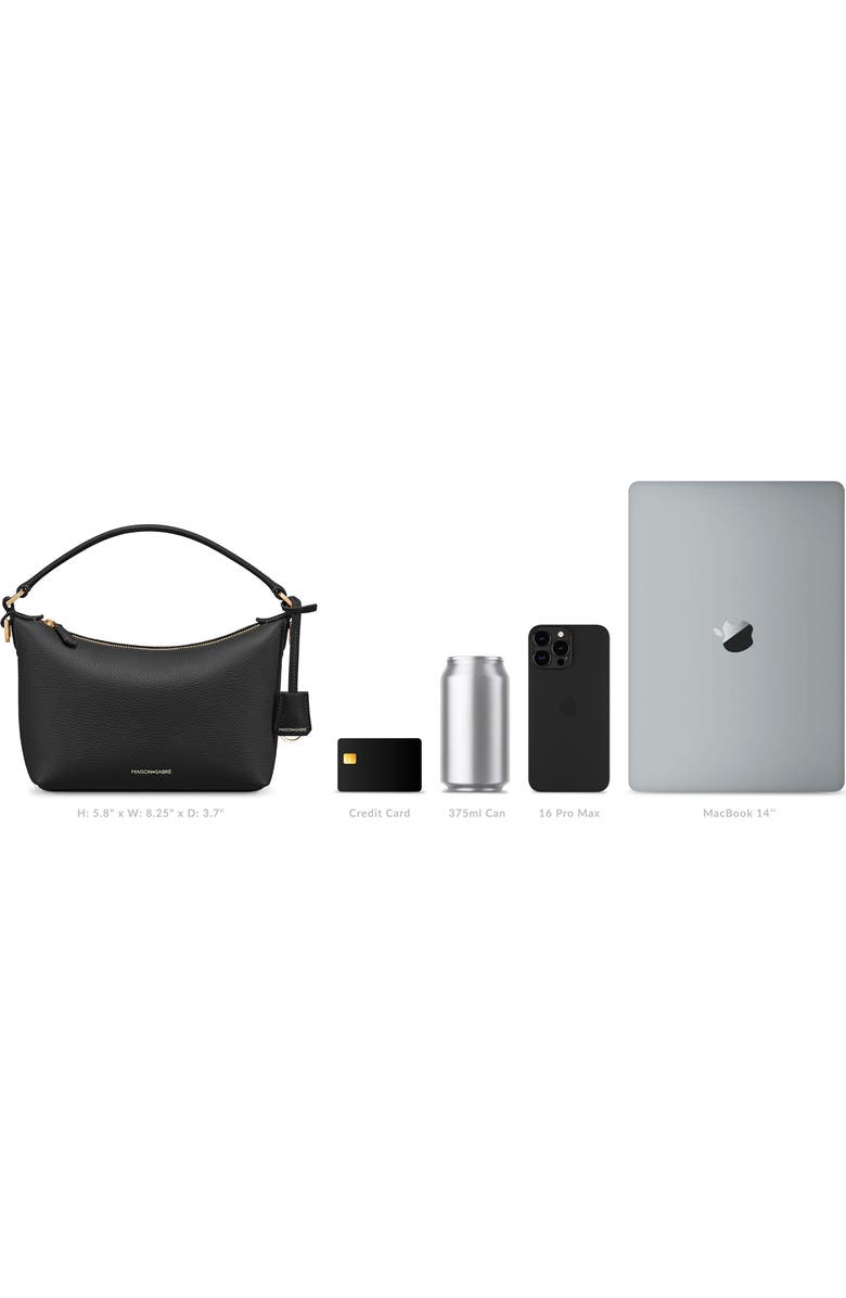 MAISON de SABRÉ Small Leather Soft Hobo, Alternate, color, Black Caviar