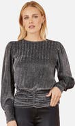 Yumi Metallic Stretch Ruched Hem Top