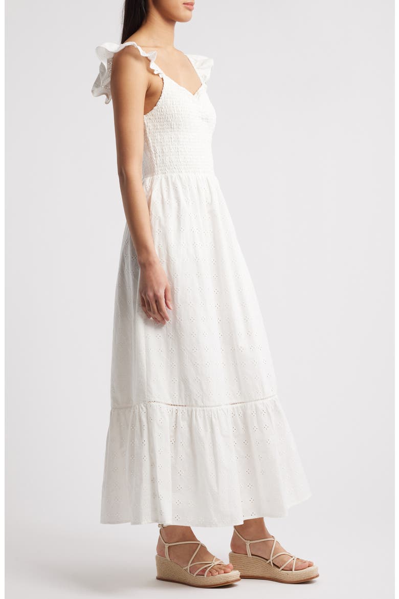 La Luna Smocked Maxi Dress, Alternate, color, WHITE