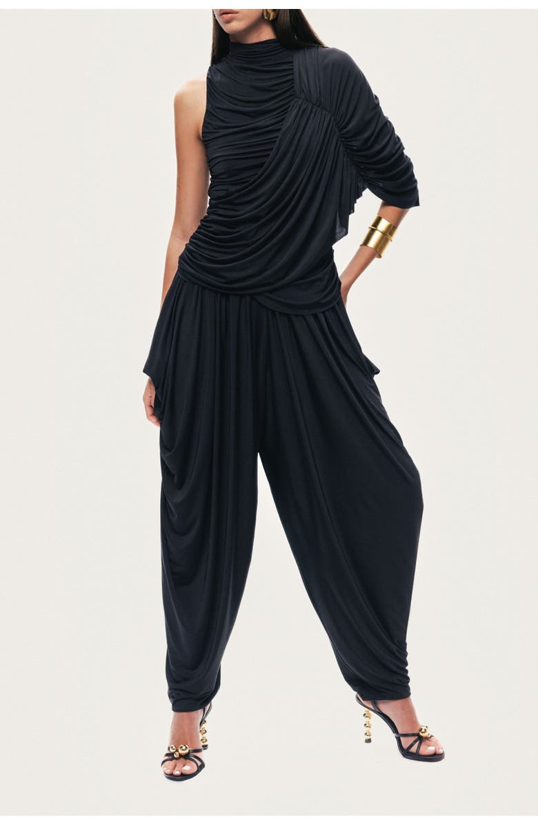 Nocturne Draped Relaxed-Fit Pants, Alternate, color, Black