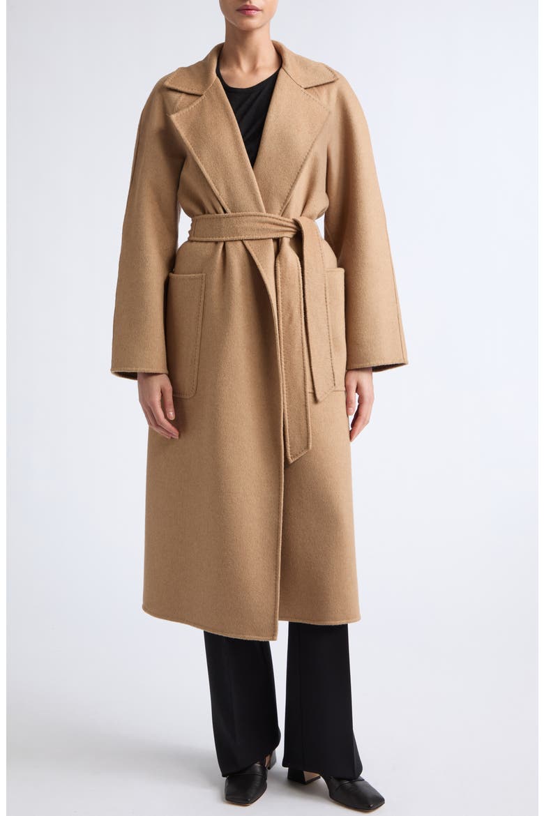 Wool Tie Waist Coat, Alternate, color, CAMEL