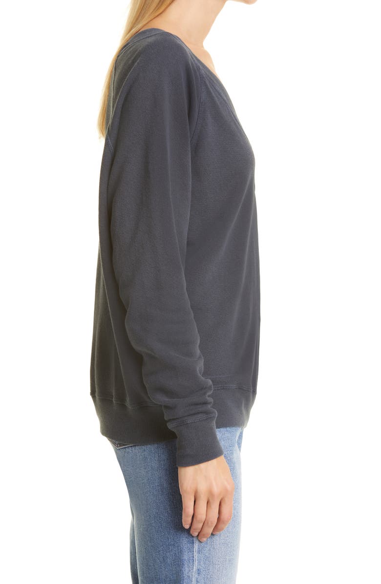 THE GREAT. The V-Neck Cotton Sweatshirt, Alternate, color, 