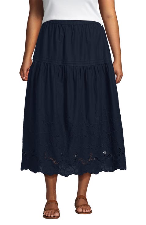 Plus Size Voile Eyelet Maxi Skirt