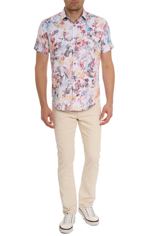ROBERT GRAHAM ROBERT GRAHAM ABSTRACT PRINT STRETCH COTTON SHORT SLEEVE BUTTON-UP SHIRT