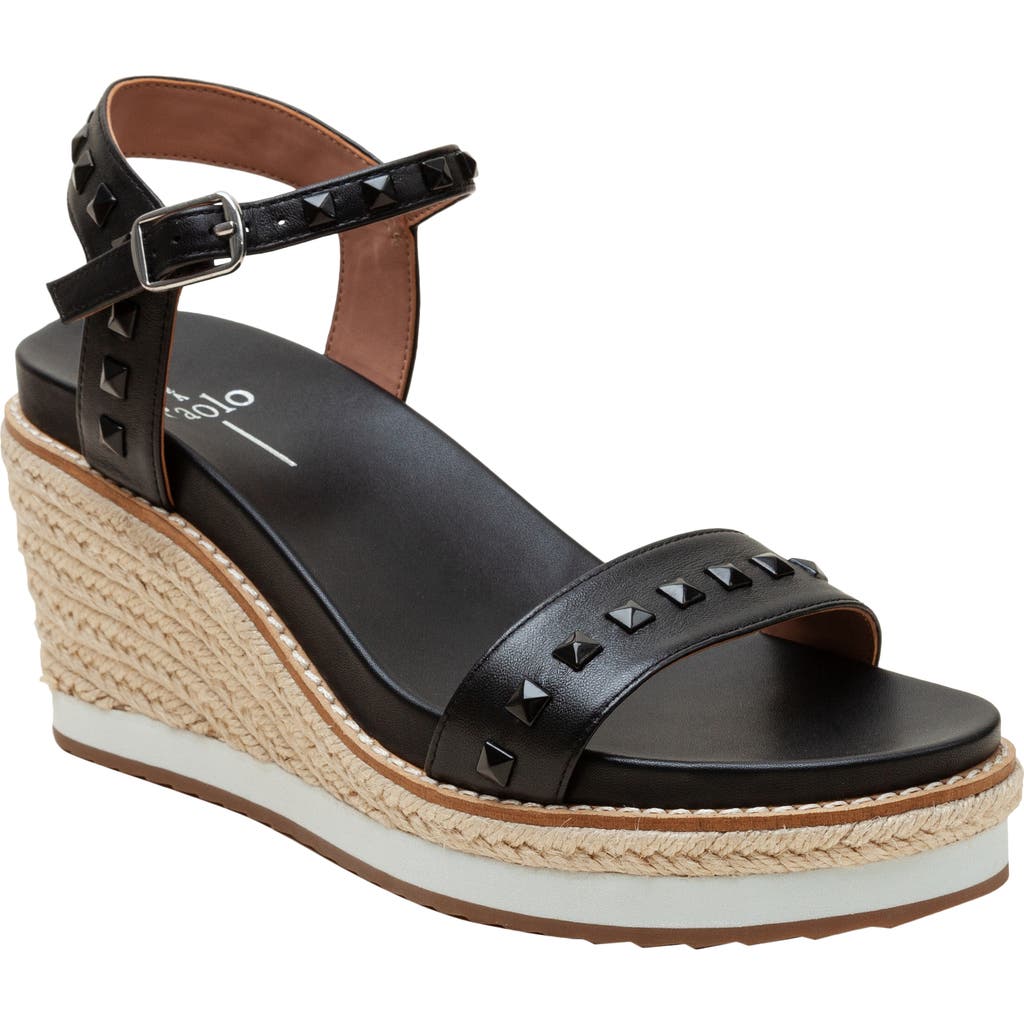 Linea Paolo Vichi Ankle Strap Espadrille Platform Wedge Sandal In Black