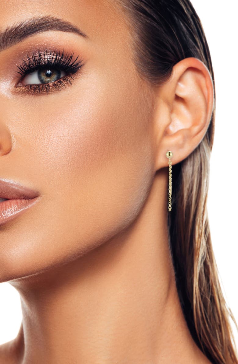 Ember Fine Jewelry 14K Yellow Gold Chain Drop Front/Back Earrings, Alternate, color, Gold