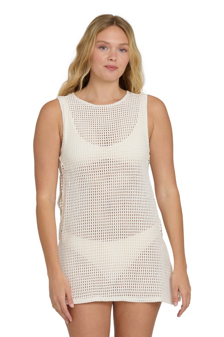 Rising Tides Open Stitch Cover-Up Dress, Alternate, color, WHITE CAP