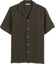 Madewell Indigo Dyed Short Sleeve Cotton Button-Up Shirt